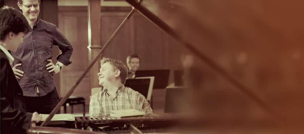Andrew Morley in action, conducting an orchestral performance